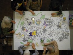 ミヤコワスレ　ガラス貼り絵②